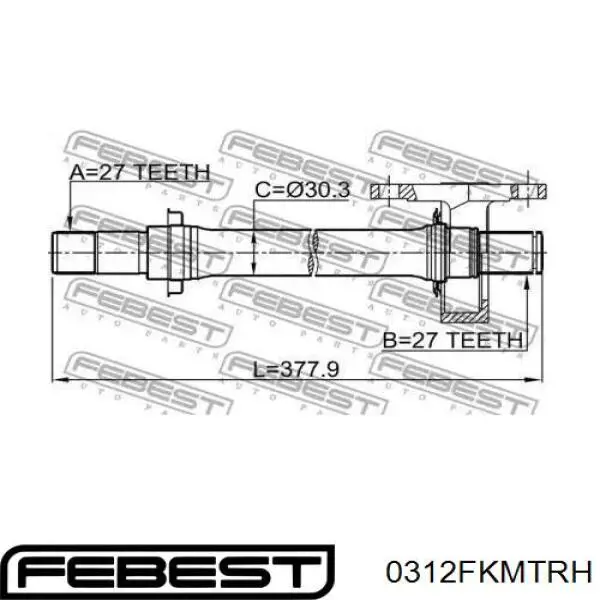 0312-FKMTRH Febest полуось (привод передняя правая)