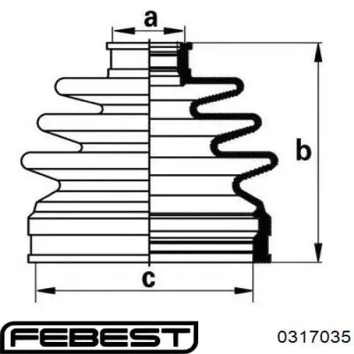Купить 0317035 Febest Пыльник гранаты наружный, передний