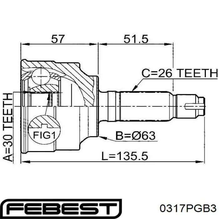 Пыльник ШРУСа передней полуоси наружный Febest 0317PGB3