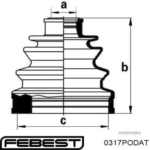 0317PODAT Febest Пыльник шарнира привода
