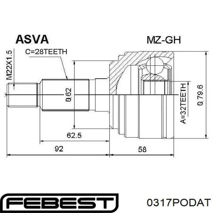 Пыльник ШРУСа передней полуоси наружный Mevotech DX877