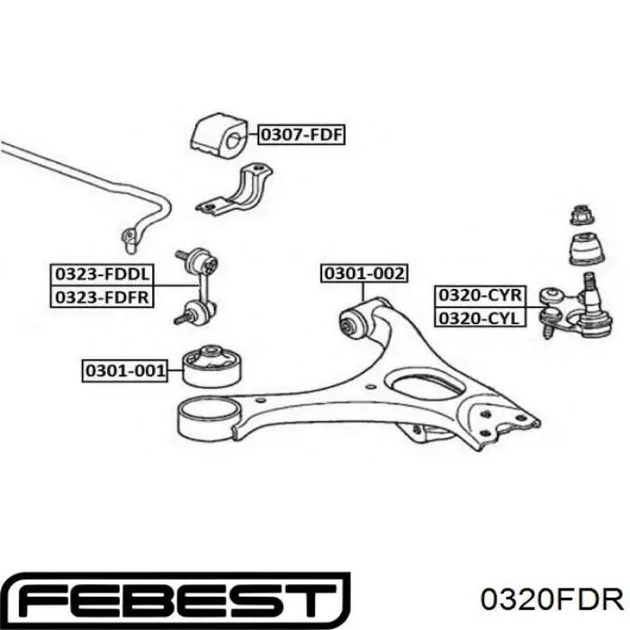 Купить 0320FDR Febest Шаровая опора, нижняя, правая