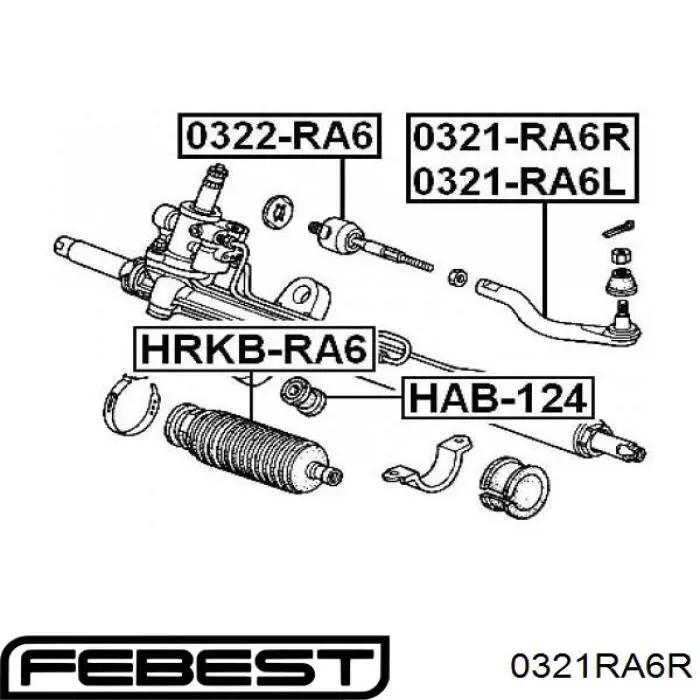 0321-RA6R Febest ponta externa da barra de direção