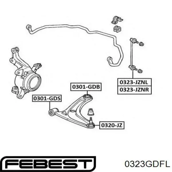 Купить 0323GDFL Febest Солдатик стабилизатора, переднего, левый