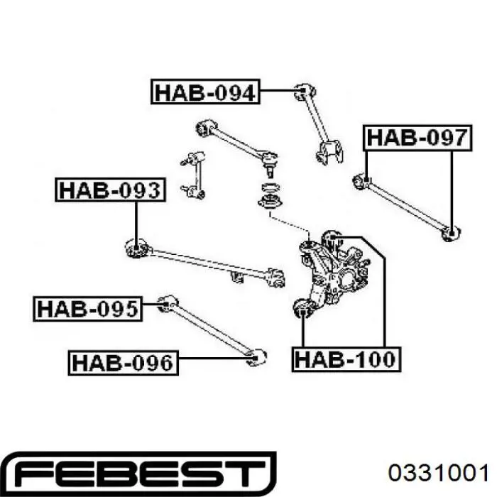 Купить 0331001 Febest Шайба болта крепления заднего нижнего рычага, внутренняя
