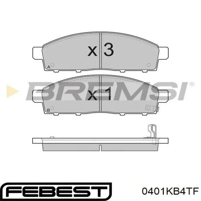 Передние тормозные колодки 0401KB4TF Febest