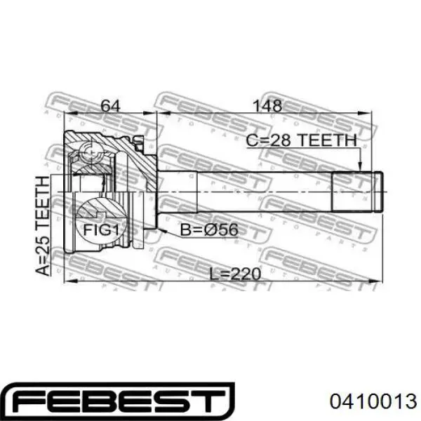 ШРУС наружный передний 0410013 Febest