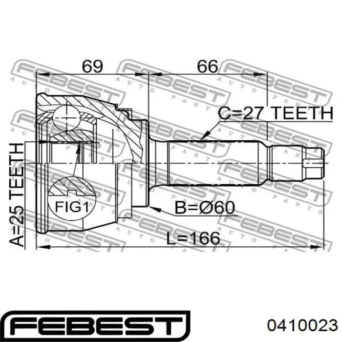 ШРУС наружный передний 0410023 Febest