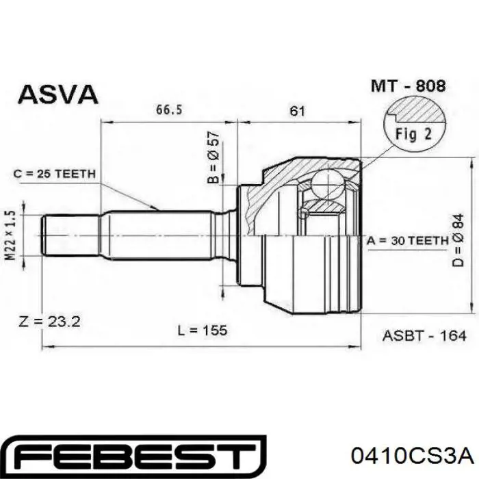 ШРУС наружный передний 0410CS3A Febest