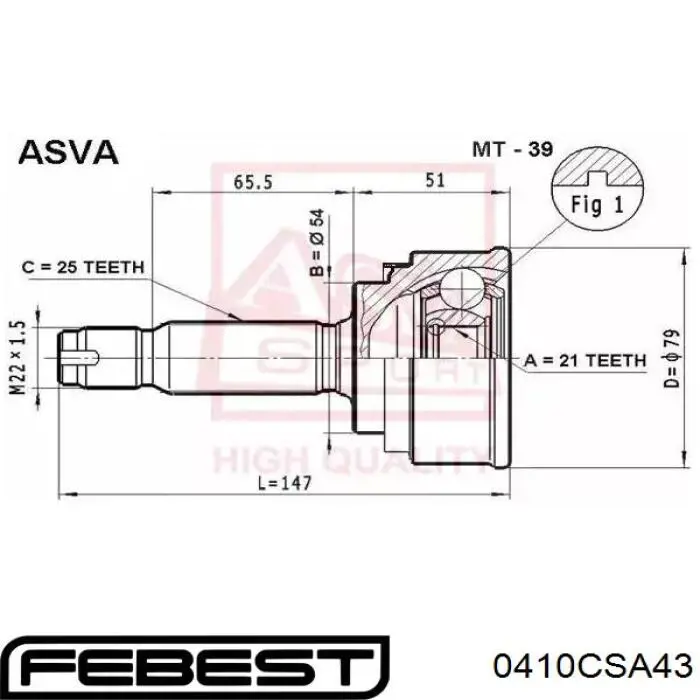 ШРУС наружный передний CV6105A BGA