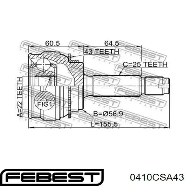 Граната колесная Febest 0410CSA43 цена, от 29.79 USD