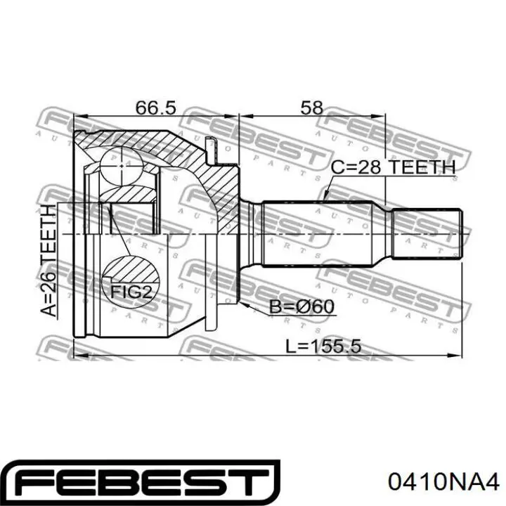 ШРУС наружный передний 0410NA4 Febest