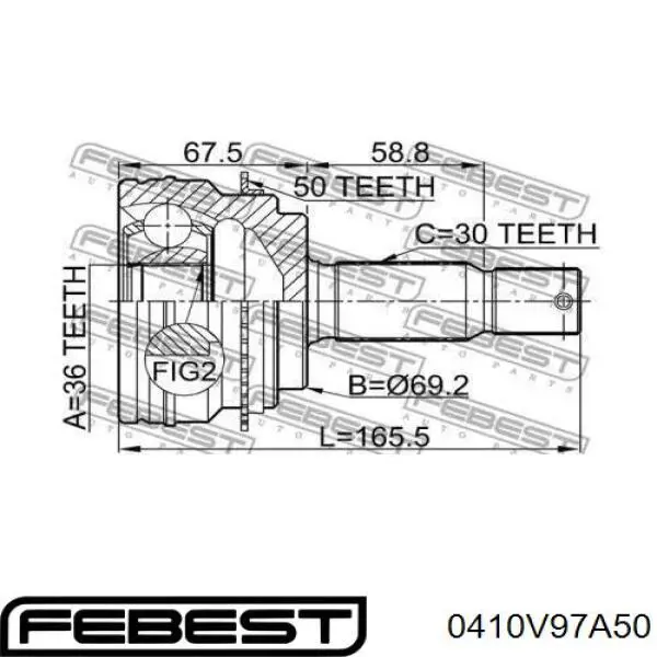 Купить 0410V97A50 Febest Внешняя граната