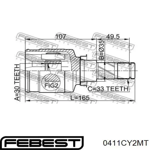 ШРУС внутренний 0411CY2MT Febest