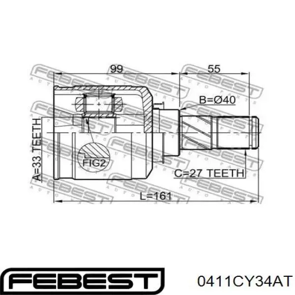 0411-CY34AT Febest шрус внутренний передний правый