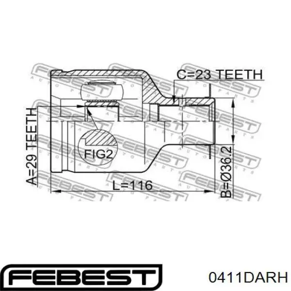 Купить 0411DARH Febest Шарнир угловых скоростей передний правый