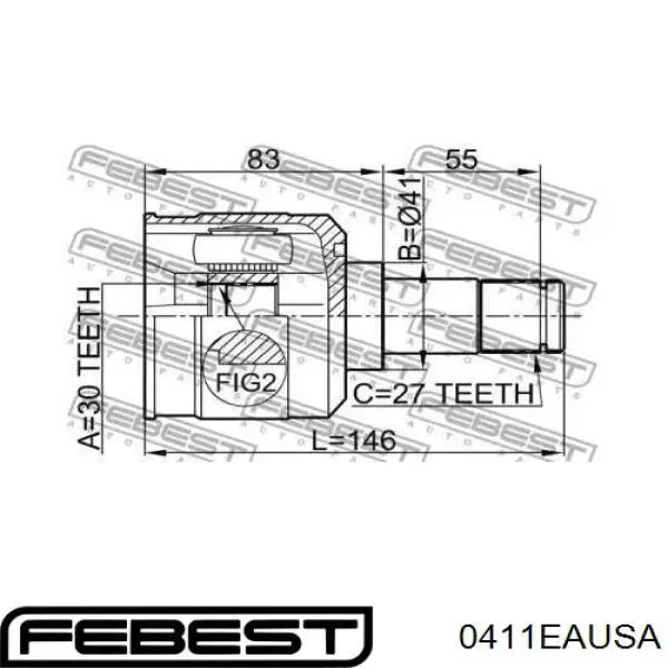 ШРУС внутренний передний 0411EAUSA Febest