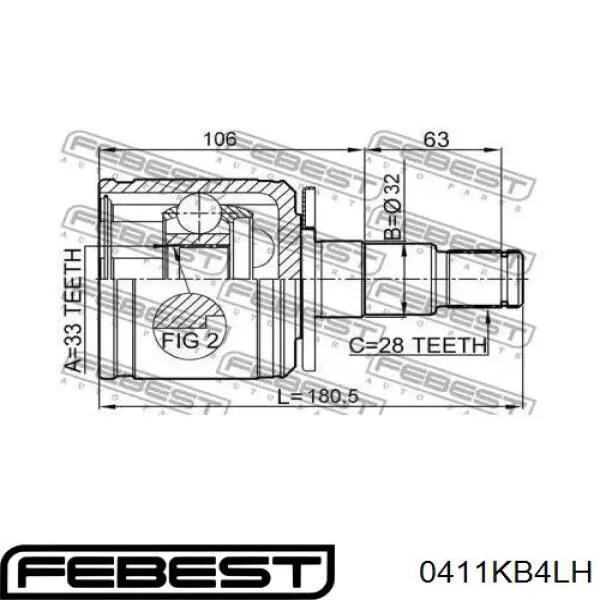 Купить 0411KB4LH Febest Шрус внутренний левый