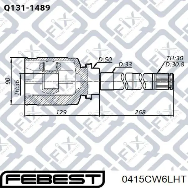 Пыльник ШРУСа внутренний, левый Febest 0415CW6LHT