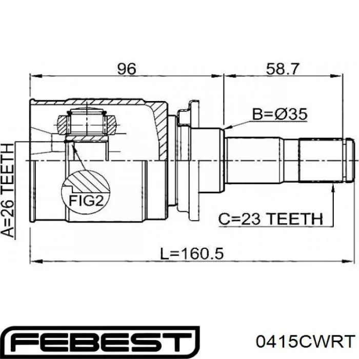 Купить 0415CWRT Febest Пыльник гранаты внутренний задний