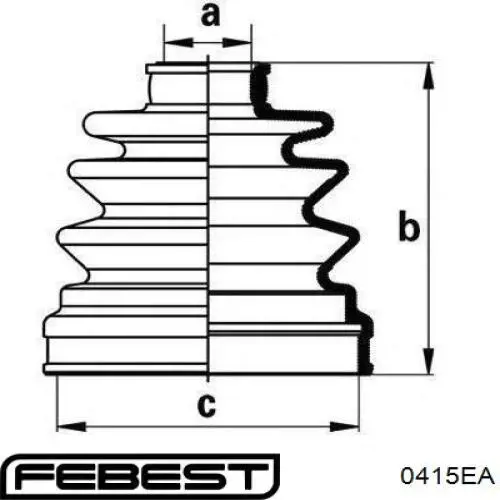 Купить 0415EA Febest Пыльник гранаты внутренний, передней полуоси