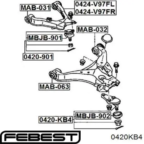 Купить 0420KB4 Febest Нижняя шаровая опора