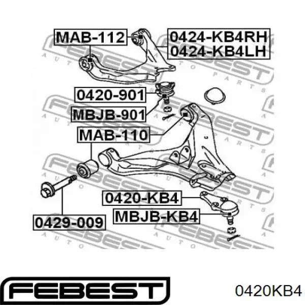 Нижняя шаровая опора 0420KB4 Febest