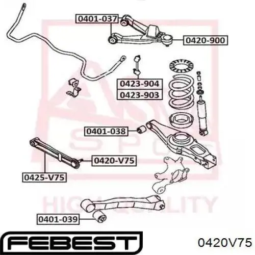 Шаровая опора задней подвески, верхняя Febest 0420V75