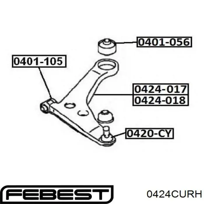 Купить 0424CURH Febest Нижний правый рычаг передней подвески