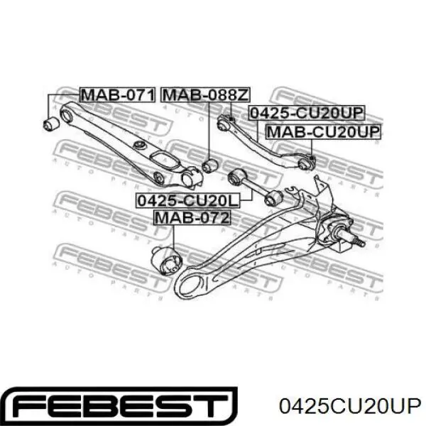 0425-CU20UP Febest рычаг задней подвески верхний левый/правый