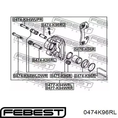 Купить 0474K96RL Febest Направляющая суппорта заднего нижняя