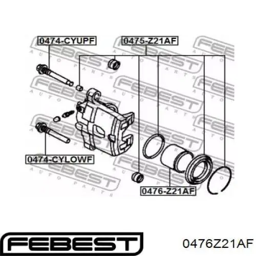 Поршень суппорта тормозного переднего 0476Z21AF Febest