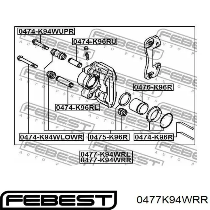 Суппорт задний правый 0477K94WRR Febest