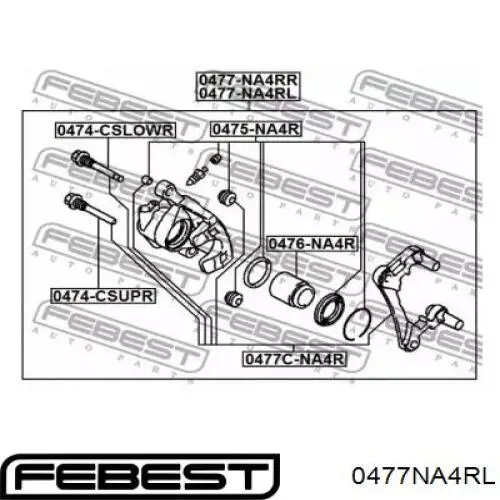 0477NA4RL Febest Тормозной суппорт задний левый