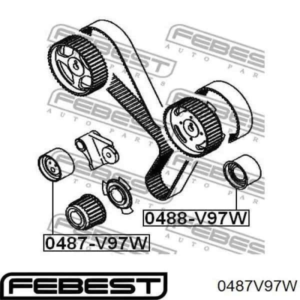 Купить 0487V97W Febest Ролик натяжителя газораспределительного ремня