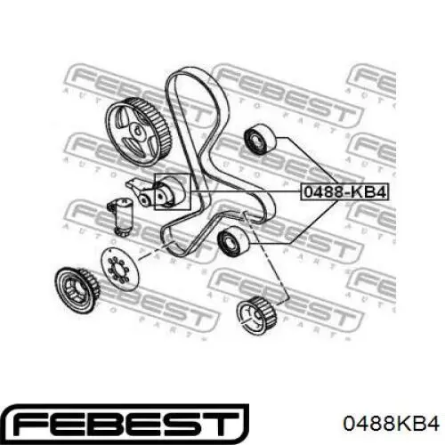 0488KB4 Febest Ролик натяжителя ремня ГРМ