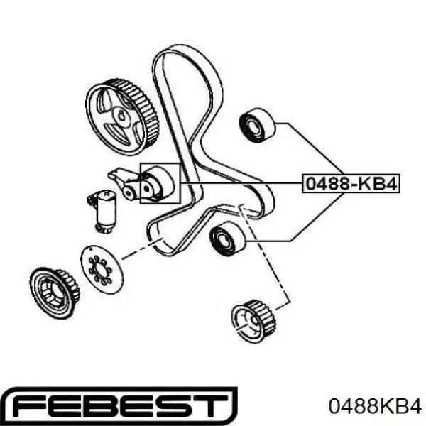 Купить 0488KB4 Febest Ролик натяжителя газораспределительного ремня