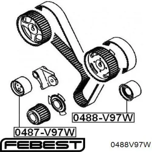 Купить 0488V97W Febest Ведуший ролик ГРМ