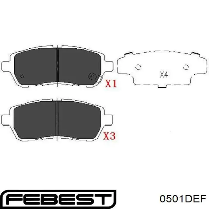 Передние тормозные колодки 0501DEF Febest