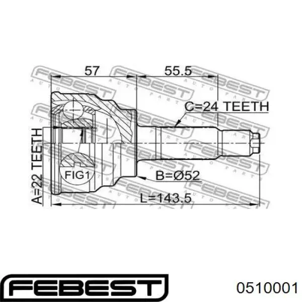 Граната колесная Febest 0510001 цена, от 26.36 USD