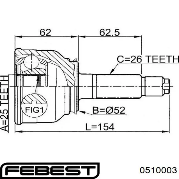 Граната колесная Febest 0510003 цена, от 28.08 USD