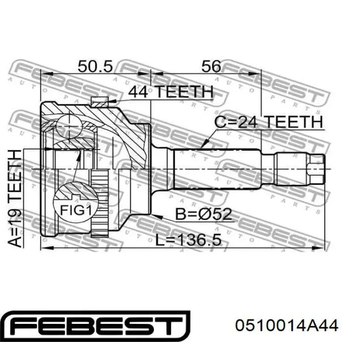Купить 0510014A44 Febest Внешняя граната