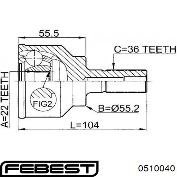 Граната колесная Febest 0510040 цена, от 27.43 USD