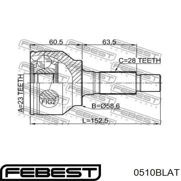 Граната колесная Febest 0510BLAT цена, от 74.15 USD