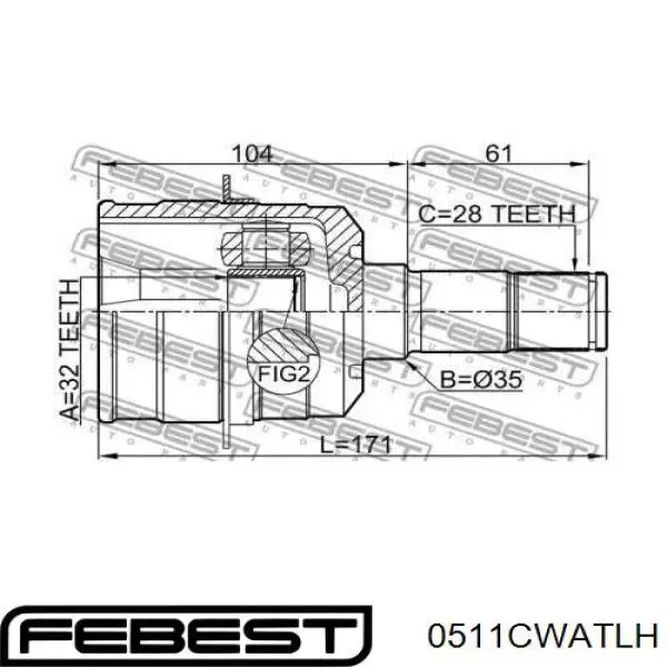 ШРУС внутренний 0511CWATLH Febest