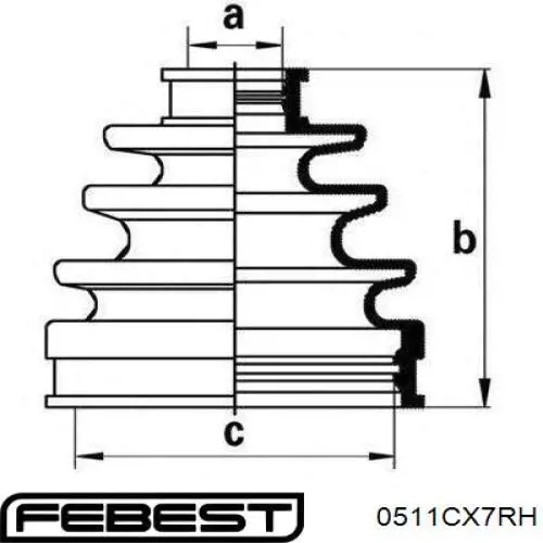 Купить 0511CX7RH Febest Шарнир угловых скоростей передний правый