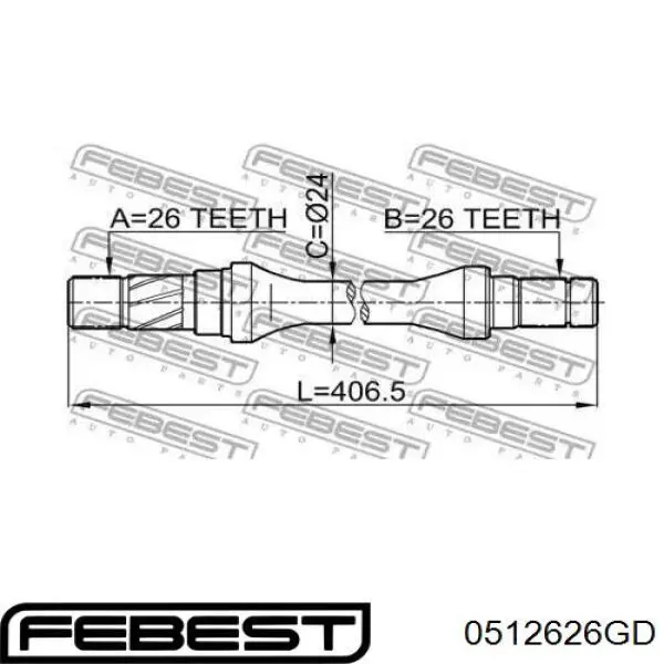 Вал привода промежуточный Febest 0512626GD