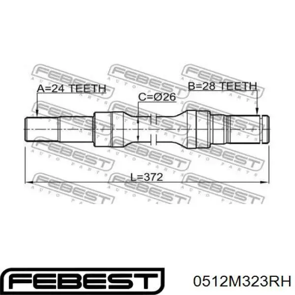 Semieje de transmisión intermedio 0512M323RH Febest