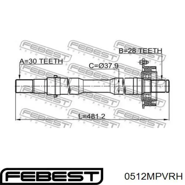 0512-MPVRH Febest semieixo (acionador dianteiro direito)