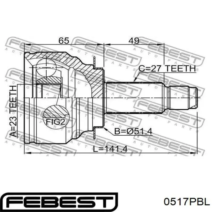 Купить 0517PBL Febest Пыльник гранаты наружный, передний